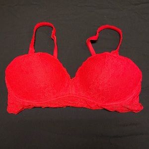 Red lace pullover bra